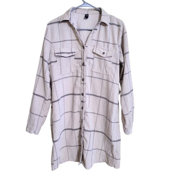 Windsor Womens Long Sleeve Button up Plaid Shirt Dress L  Casual‎ Cabincore - Picture 1 of 7